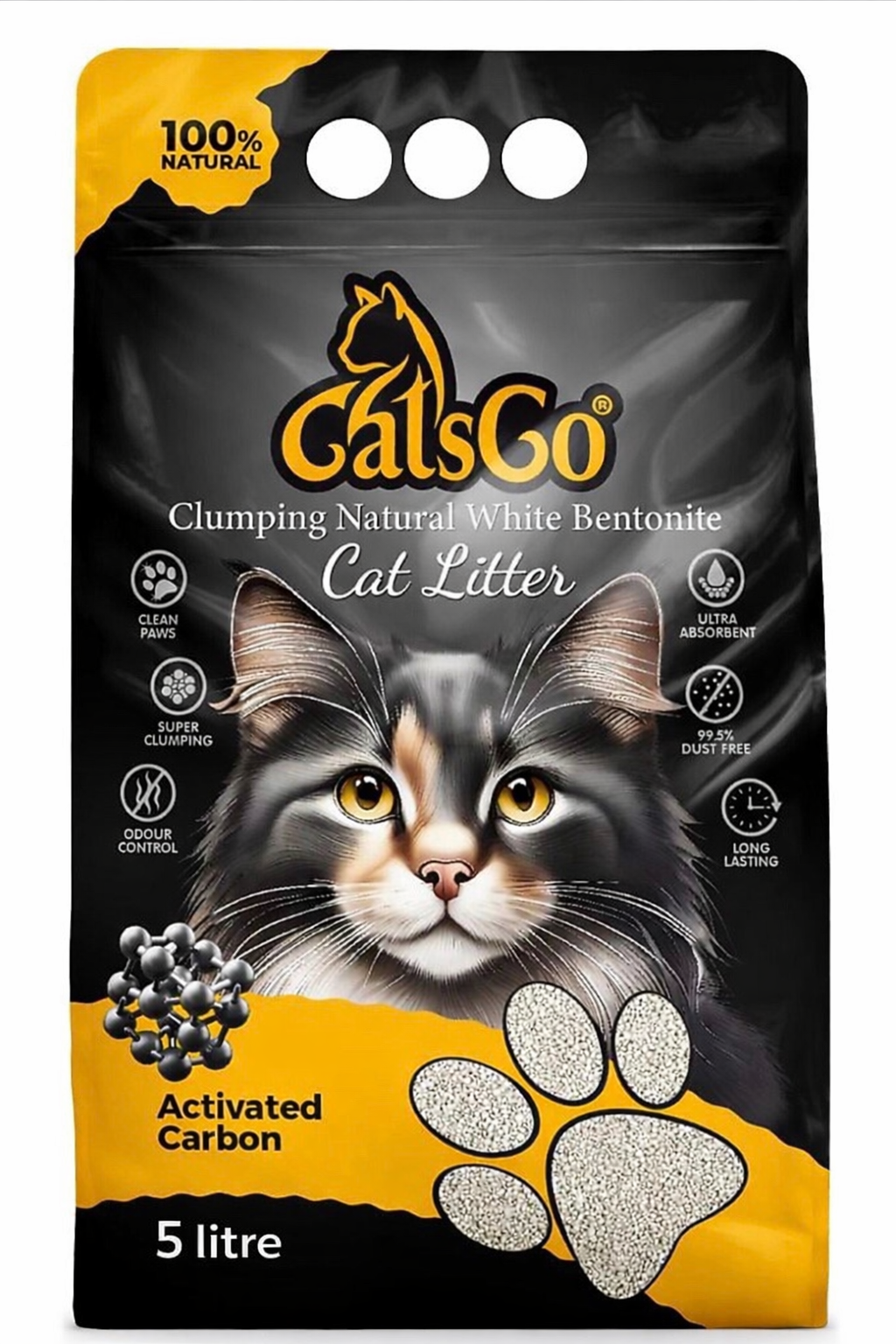 CATSGO AKTİF KARBON BENTONİTE KEDİ KUMU 5 LT